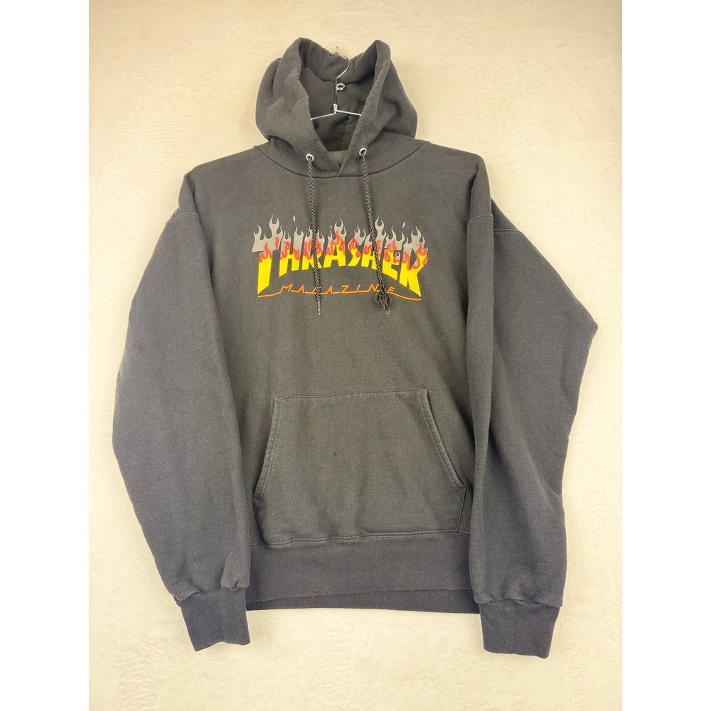 Thrasher Magazine Flame Logo Hoodie Y2K Skateboard Graphic Sweatshirt Medium